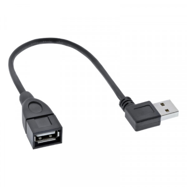 USB 2.0 Verlengkabel - Haaks Links - 0,2 meter - Zwart