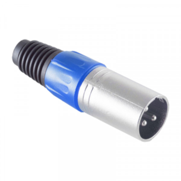 Soldeerbare XLR 3-pin Connector (m) - Met Trekontlasting - Metaal - Blauw