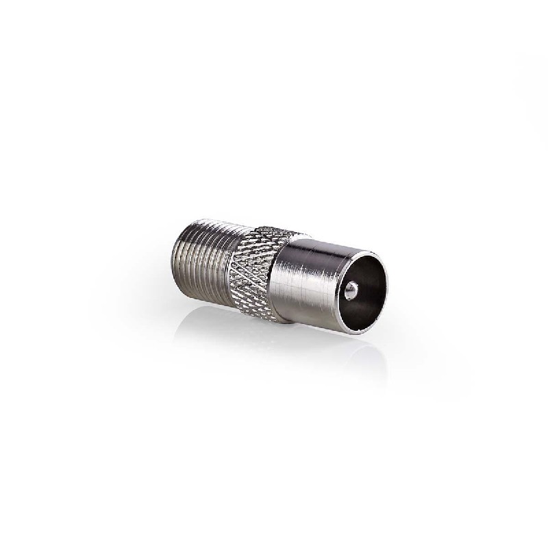 Antenne Adapter Coax Male (IEC) - F-Connector Female Zilver