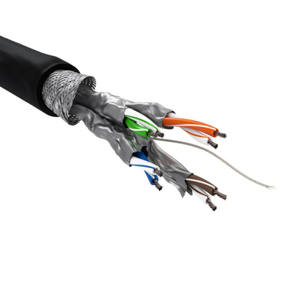 S/FTP CAT6 Gigabit Netwerkkabel - CCA - 26AWG - Stug - Outdoor - 100 meter - Zwart