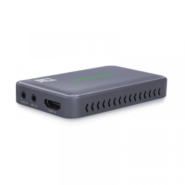 ACT USB-C Video Capture Card, HDMI 4K 60Hz passthrough, 4K 30Hz capture - Grijs