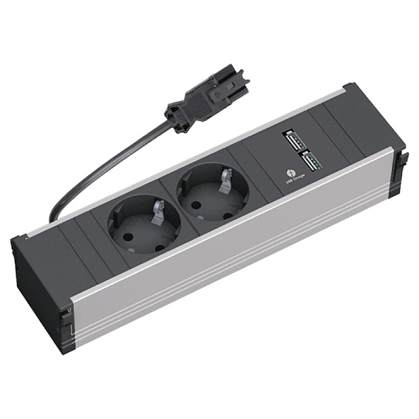 Bachmann Coni Kort - 2x Schuko - 2x USB-A - 0,15 meter eGST (m) - Zwart