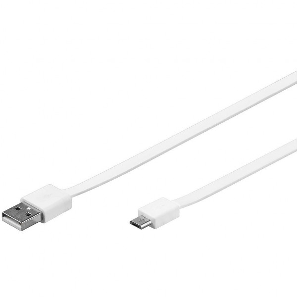 Goobay Platte USB 2.0 Aansluitkabel USB A - USB micro B 1m Wit