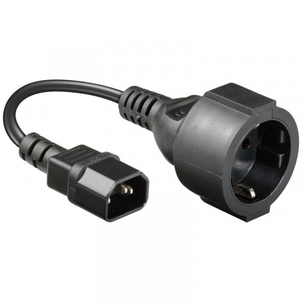C14 - Schuko UPS Stroomkabel - Geaard - 3 x 0,75mm2 - 0,15 meter - Zwart