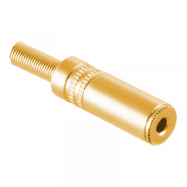 Soldeerbare 3,5mm Stereo Jack Connector (v) - Met Grommet - Metaal - Verguld - Goud