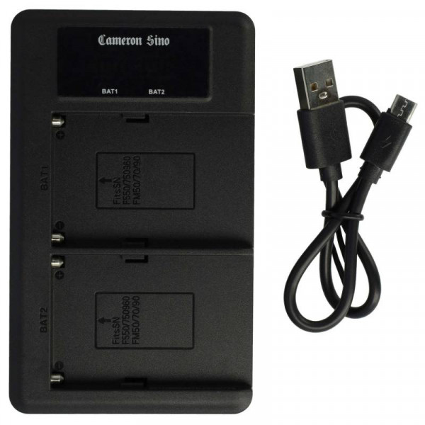 Tweevoudige Accu oplader voor Sony NP-F330, NP-F530, NP-F550 en diverse BC-V Accu's - Zwart