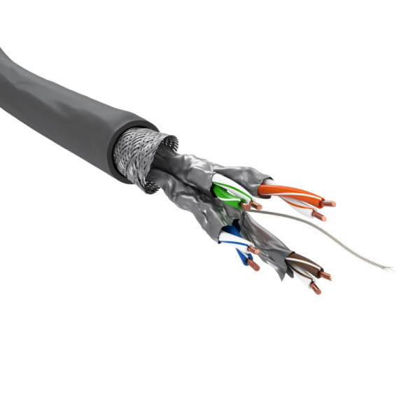 S/FTP CAT6 Gigabit Netwerkkabel - CU - 23AWG - LSZH - Stug - 100 meter - Grijs