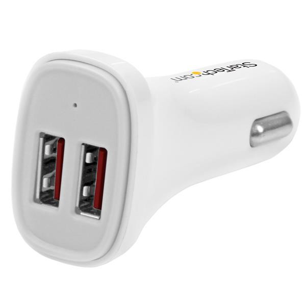 StarTech Dubbele USB autolader - dual USB - 24W/4.8A - 2 poorts - wit