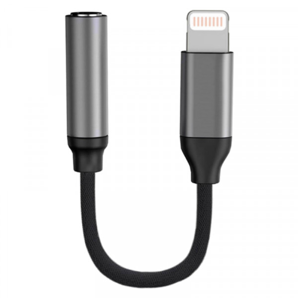 Lightning (m) naar 3.5mm Stereo Jack (v) Adapterkabel - 0,1 meter - Zwart