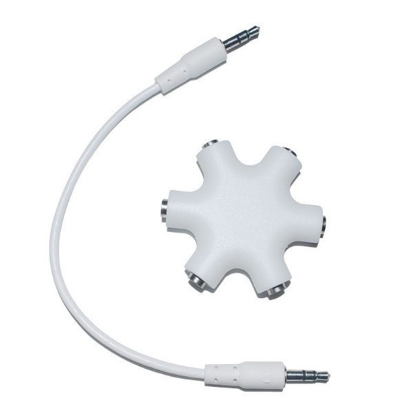 3,5mm Stereo Jack Splitter - 5-poorts - 0,15 meter - Wit