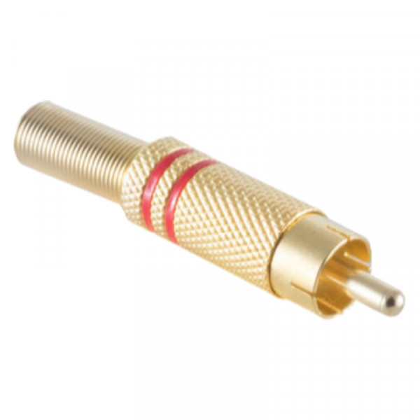 Soldeerbare Mono Tulp Connector (m) - Metaal - Verguld - Goud - Rood accent