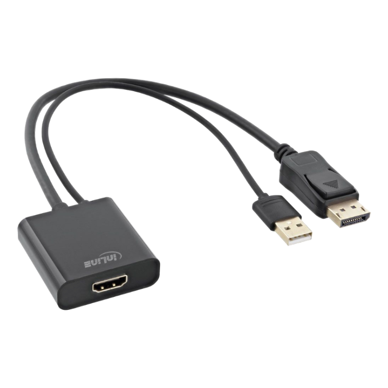 InLine HDMI naar DisplayPort adapter 4K 30Hz Wit 0,3 meter