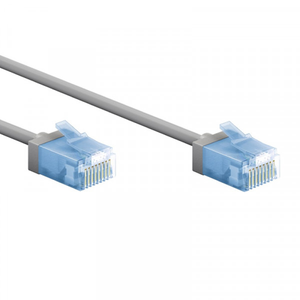 UTP CAT6A Slimline 10 Gigabit Netwerkkabel - CU - Ultraflex - 15 meter - Grijs