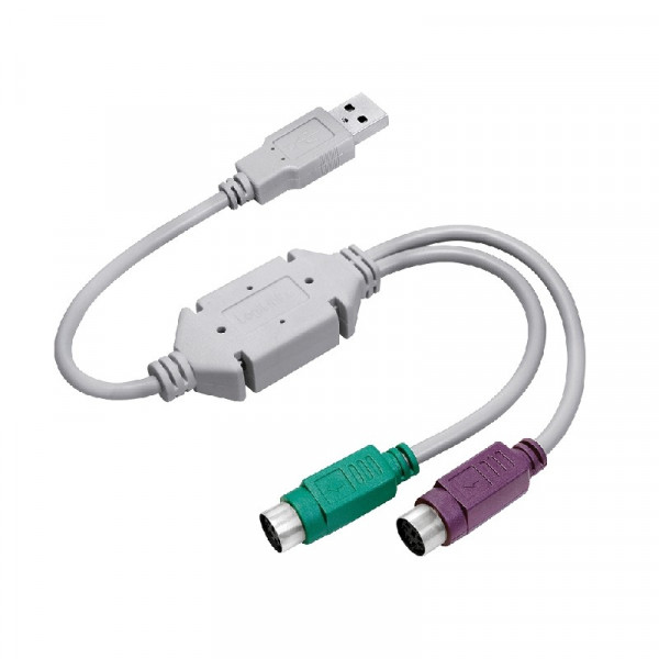 USB - 2x PS/2 verloopkabel adapter Grijs