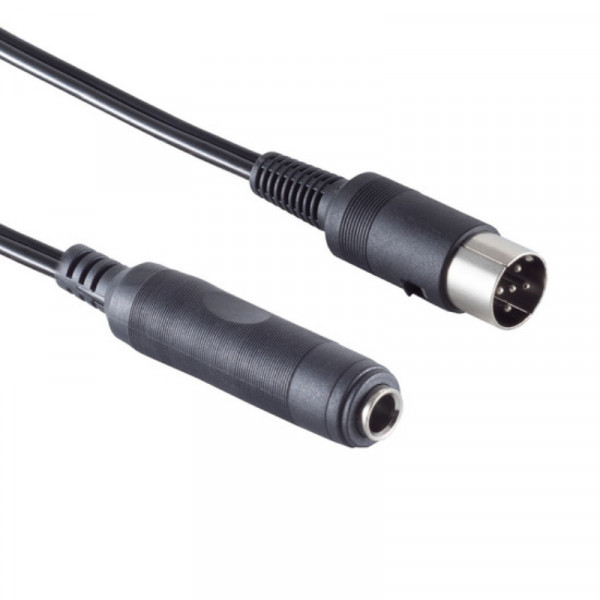 6,35mm Stereo Jack (v) - 360 graden 5-pin DIN (m) Kabel - 0,2 meter - Zwart