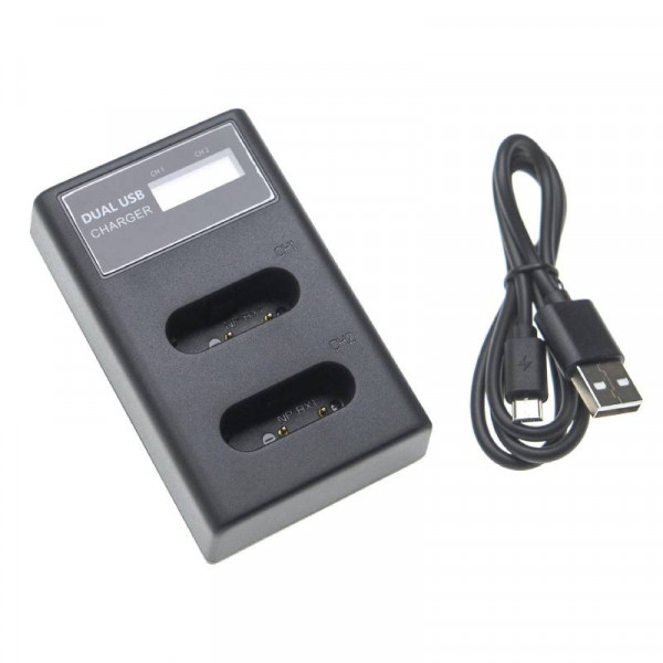 Tweevoudige Accu oplader voor Sony NP-BX1, BC-CSXB en BC-DCY Accu's - Zwart