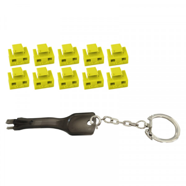 RJ45 Port blocker (m) set - 10 stuks - inclusief sleutel - Geel