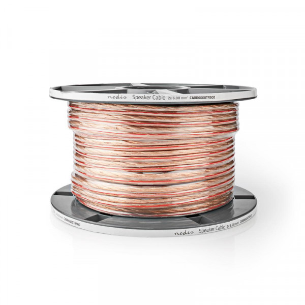 Luidsprekerkabel OFC 2 x 6mm2 - 50 meter - Transparant