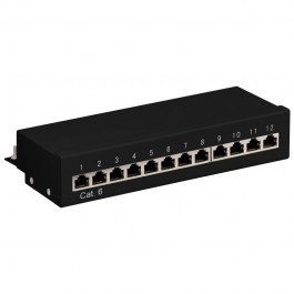 UTP Cat6 Patchpanel 10''- 12 poorts Afgeschermd Zwart