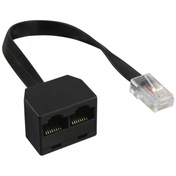 Telefoon splitter RJ11 3-weg Zwart