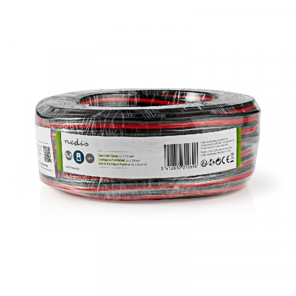 Luidsprekerkabel CCA 2 x 2,5mm2 - Zwart/Rood - 25 meter