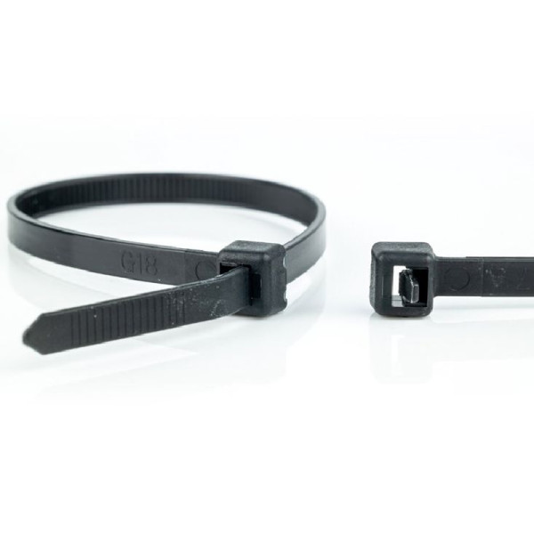 Hersluitbare Kabelbinders - 200 x 4,8mm - Trekkracht tot 22,2kg - 100 stuks - UV bestendig - Zwart