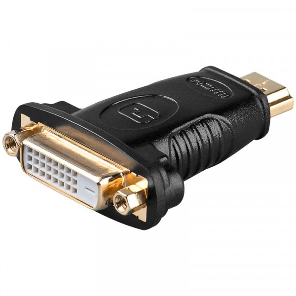 DVI-D (v) - HDMI (m) Adapter - 24+1 - Dual Link - Verguld - Zwart