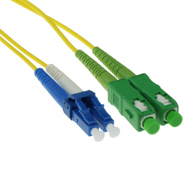 ACT 50 meter LSZH Singlemode 9/125 OS2 glasvezel patchkabel duplex met SC/APC en LC/PC connectoren