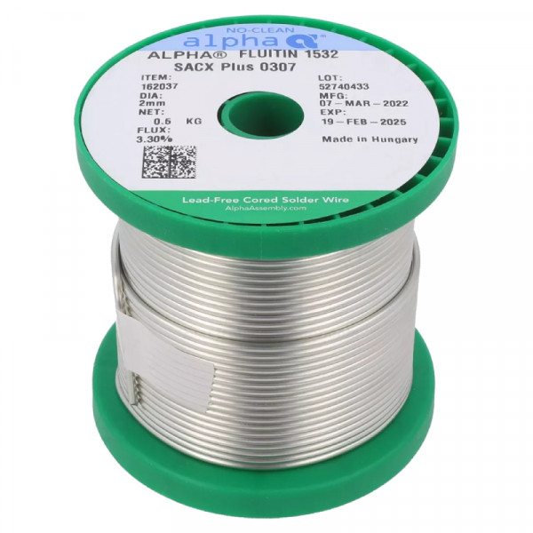 Fluitin 99/1 Soldeertin - 2mm - Loodvrij SAC0307 - Met Flux - 500 gram