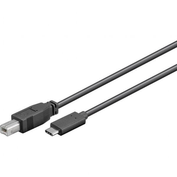 USB-C naar USB-B Kabel - USB 2.0 - 2 meter - Zwart