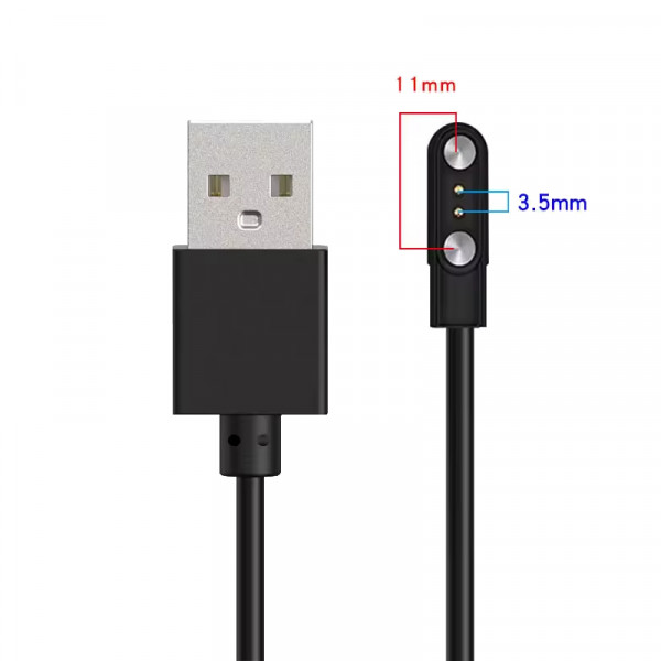 Oplaadkabel voor diverse smartwatches - Universele 3,5-11mm connector - 0,6 meter - Zwart