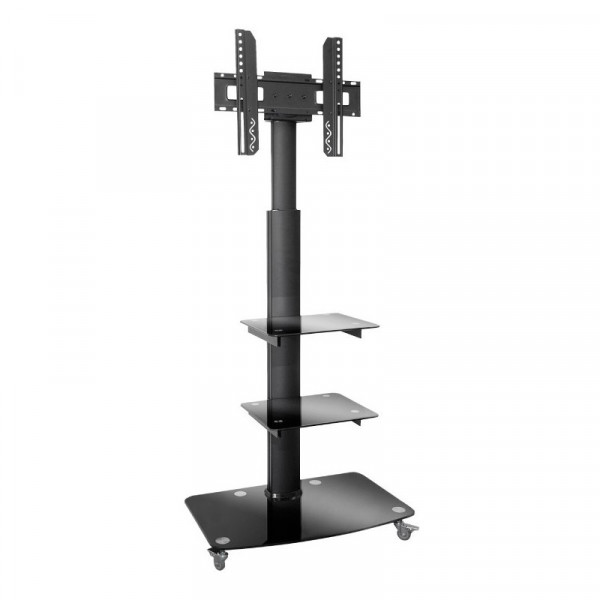 Verrijdbare standaard voor 37-70 inch schermen tot 40kg Zwart met dubbele Legplank