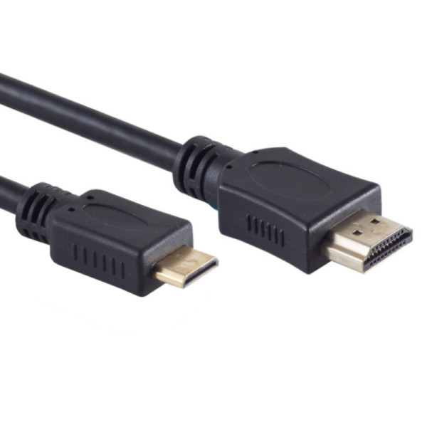 Mini HDMI - HDMI Kabel - 4K 60Hz - Verguld - 3 meter - Zwart