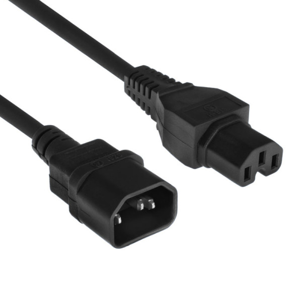 C14 - C15 Verlengkabel - 3 x 1mm2 - 1,2 meter - Zwart