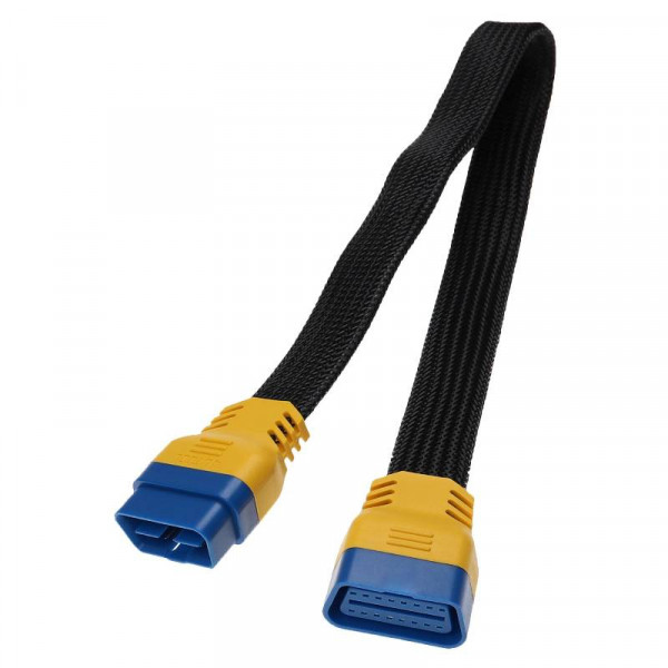 OBD2 Verlengkabel - Geschikt voor OBD II - 16-pins - Nylon sleeve - 0,6 meter - Zwart/Geel