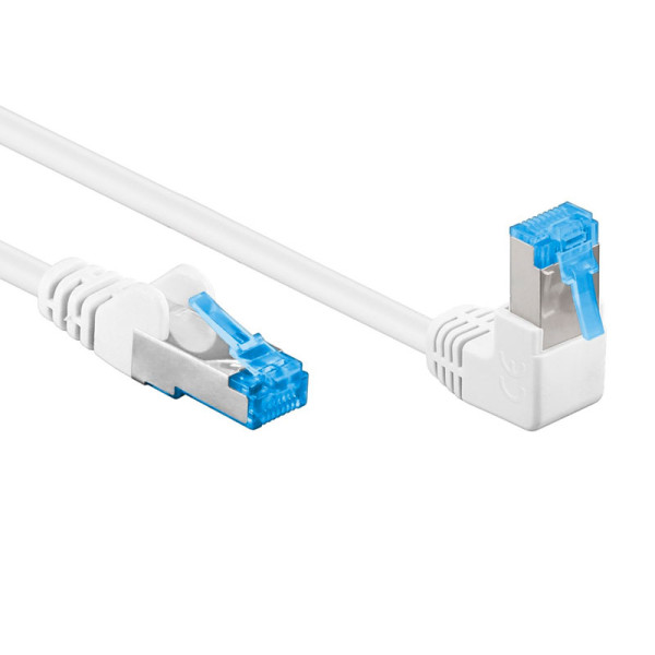 S/FTP CAT6A 10 Gigabit Netwerkkabel - 1 kant haaks - CU - LSZH - 0,25 meter - Wit