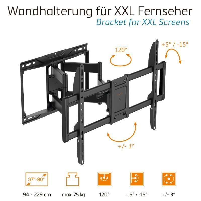SANUS OLF24 Full-Motion TV-muurbeugel voor tv's tot 90 inch